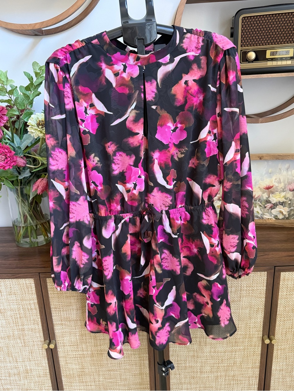 Bar III Murano Blooms Floral Open Back Mini Dress XL NWT